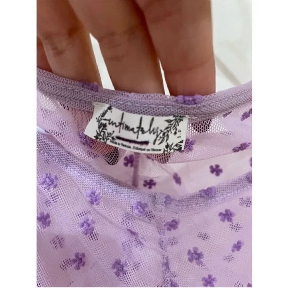 Free People Floral Print Sheer Layering Blouse Lavender - Small New without Tags